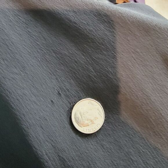 Eileen Fisher 100% Silk Chiffon Drape Front Blazer Leather Trim Black Small - Picture 10 of 12